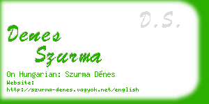 denes szurma business card